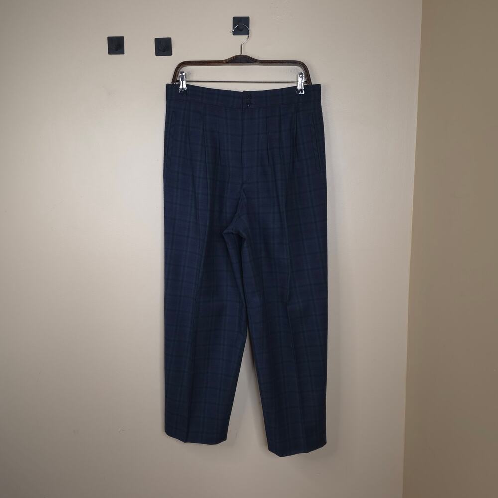 Vintage Giorgio Sant Angelo Wool Pleated Plaid High Rise Trousers Size 12